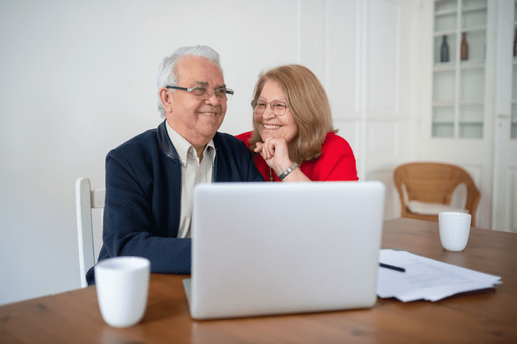 old man learning computer